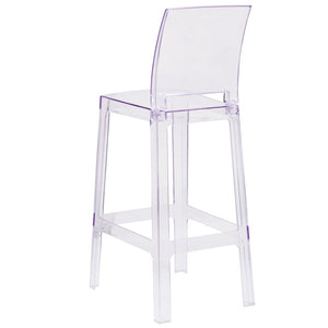 English Elm Emilie Ghost Barstool - Sleek Transparent Crystal Design for Modern Spaces & Comfortable Seating OW-SQUAREBACK-29-GG