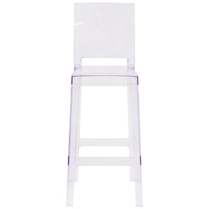 English Elm Emilie Ghost Barstool - Sleek Transparent Crystal Design for Modern Spaces & Comfortable Seating OW-SQUAREBACK-29-GG