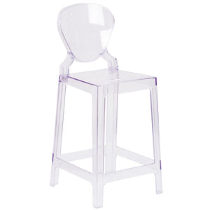 English Elm Theo Ghost Counter Stool in Transparent Crystal - Sleek, Durable Design for Modern Spaces & Events OW-TEARBACK-24-GG