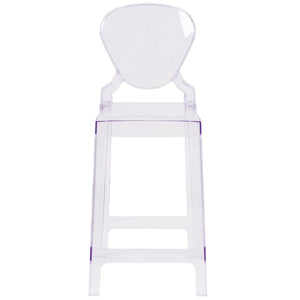 English Elm Theo Ghost Counter Stool in Transparent Crystal - Sleek, Durable Design for Modern Spaces & Events OW-TEARBACK-24-GG