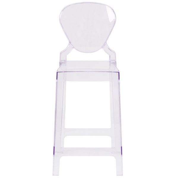 English Elm Theo Ghost Counter Stool in Transparent Crystal - Sleek, Durable Design for Modern Spaces & Events OW-TEARBACK-24-GG