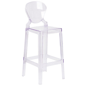 English Elm Theo Ghost Barstool in Transparent Crystal – Modern Elegance, Ergonomic Comfort for Any Space OW-TEARBACK-29-GG