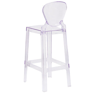 English Elm Theo Ghost Barstool in Transparent Crystal – Modern Elegance, Ergonomic Comfort for Any Space OW-TEARBACK-29-GG