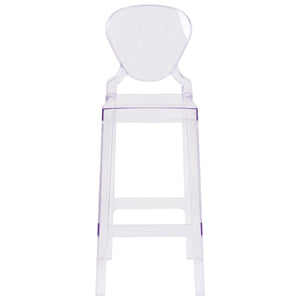 English Elm Theo Ghost Barstool in Transparent Crystal – Modern Elegance, Ergonomic Comfort for Any Space OW-TEARBACK-29-GG