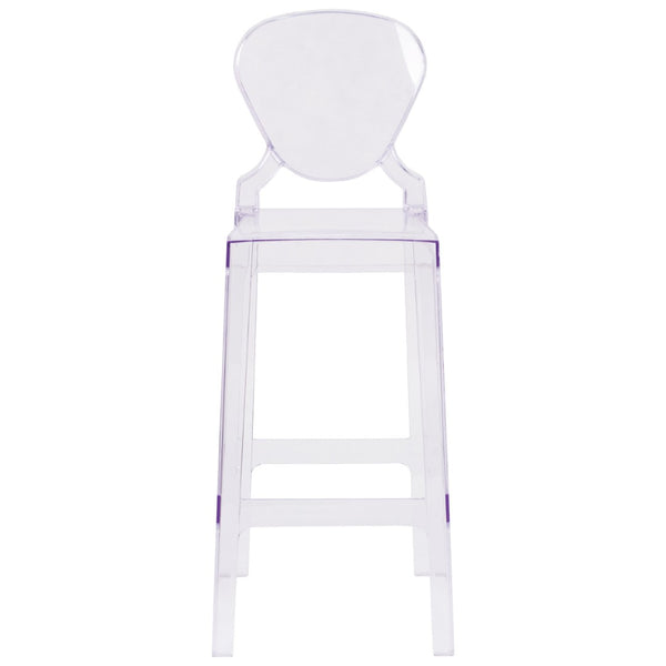 English Elm Theo Ghost Barstool in Transparent Crystal – Modern Elegance, Ergonomic Comfort for Any Space OW-TEARBACK-29-GG