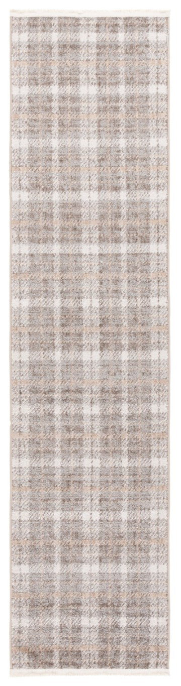 Safavieh Oxford Plaids Power Loomed Polyester Runner Rug for Entryways in Tonal Grey Light Grey / Grey 2' x 10' OXP304F-210