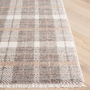 Safavieh Oxford Plaids Power Loomed Polyester Runner Rug for Entryways in Tonal Grey Light Grey / Grey 2' x 6' OXP304F-26