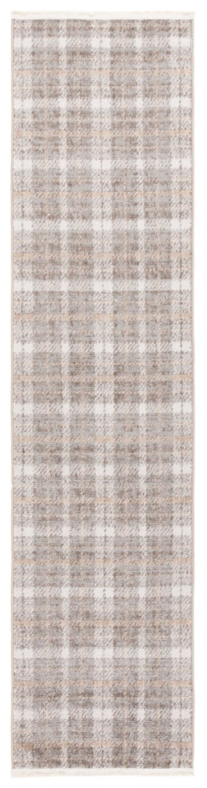 Safavieh Oxford Plaids Power Loomed Polyester Runner Rug for Entryways in Tonal Grey Light Grey / Grey 2' x 6' OXP304F-26