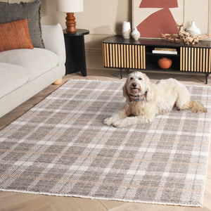 Safavieh Oxford Plaids Area Rug - Elegant Light Grey Design For Modern Living Spaces, Durable & Soft Touch Light Grey ,Grey Polyester Oxp304f-7sq