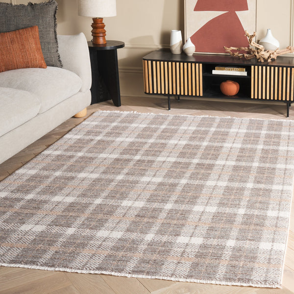 Safavieh Oxford Plaids Area Rug - Elegant Light Grey Design For Modern Living Spaces, Durable & Soft Touch Light Grey ,Grey Polyester Oxp304f-7sq