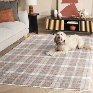 Safavieh Oxford Plaids Tonal Grey Power Loomed Polyester Area Rug for Farmhouse Living Rooms Light Grey / Grey OXP304F-6