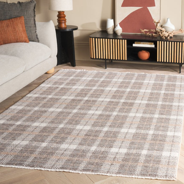 Safavieh Oxford Plaids Tonal Grey Power Loomed Polyester Area Rug for Farmhouse Living Rooms Light Grey / Grey OXP304F-6
