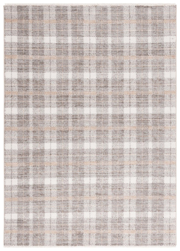 Safavieh Oxford Plaids Tonal Grey Power Loomed Polyester Area Rug for Farmhouse Living Rooms Light Grey / Grey OXP304F-6