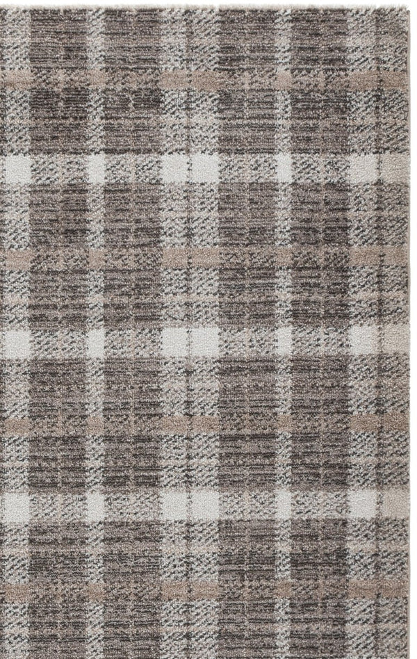 Safavieh Oxford Plaids Tonal Grey Power Loomed Polyester Area Rug for Farmhouse Living Rooms Light Grey / Grey OXP304F-6