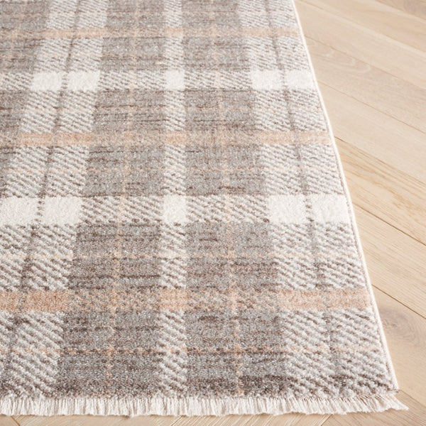 Safavieh Oxford Plaids Power Loomed Polyester Runner Rug for Entryways in Tonal Grey Light Grey / Grey 9' x 12' OXP304F-9