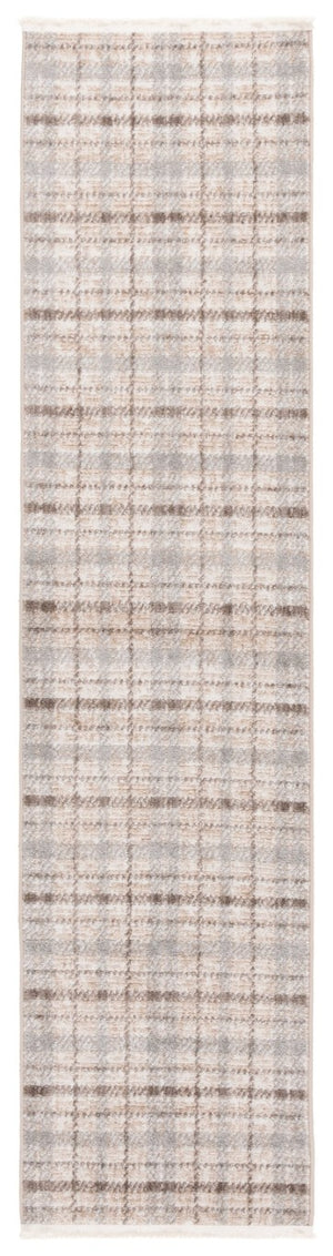Safavieh Oxford Plaids Power Loomed Polyester Runner Rug for Entryways in Tonal Grey Grey / Beige 2' x 12' OXP304G-212