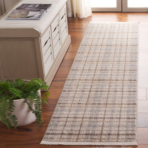 Safavieh Oxford Plaids Power Loomed Polyester Runner Rug for Entryways in Tonal Grey Grey / Beige 2' x 6' OXP304G-26
