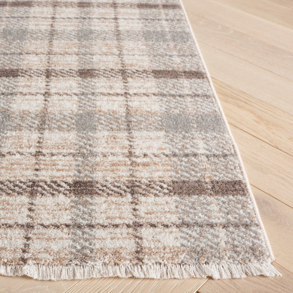 Safavieh Oxford Plaids Tonal Grey Power Loomed Polyester Area Rug for Farmhouse Living Rooms Grey / Beige OXP304G-6