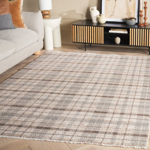 Safavieh Oxford Plaids Tonal Grey Power Loomed Polyester Area Rug for Farmhouse Living Rooms Grey / Beige OXP304G-6