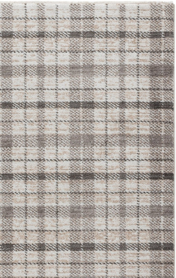 Safavieh Oxford Plaids Tonal Grey Power Loomed Polyester Area Rug for Farmhouse Living Rooms Grey / Beige OXP304G-6