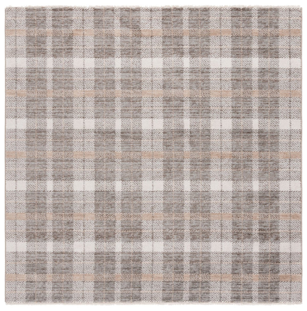 Safavieh Oxford Plaids Area Rug - Elegant Light Grey Design For Modern Living Spaces, Durable & Soft Touch Grey ,Beige Polyester Oxp304g-7sq