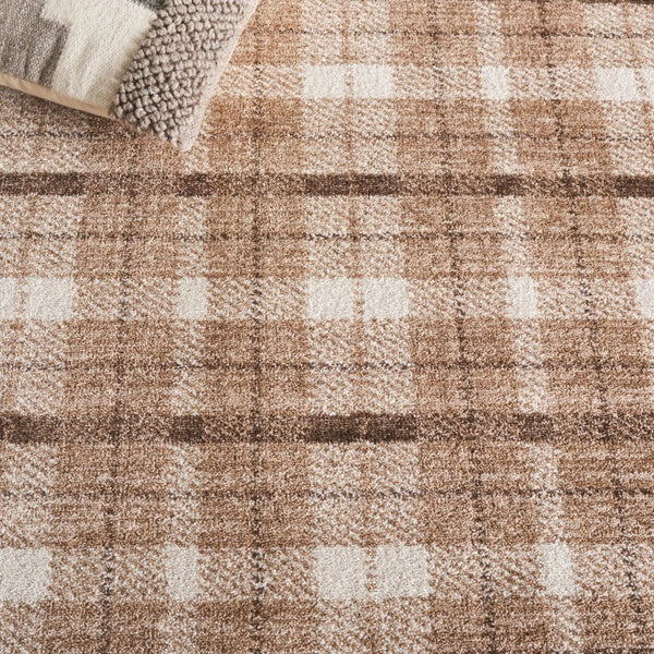 Safavieh Oxford Plaids Power Loomed Polyester Runner Rug for Entryways in Tonal Grey Beige / Brown 2' x 10' OXP304T-210