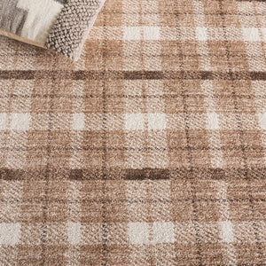Safavieh Oxford Plaids Power Loomed Polyester Runner Rug for Entryways in Tonal Grey Beige / Brown 2' x 12' OXP304T-212