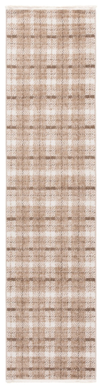 Safavieh Oxford Plaids Power Loomed Polyester Runner Rug for Entryways in Tonal Grey Beige / Brown 2' x 6' OXP304T-26