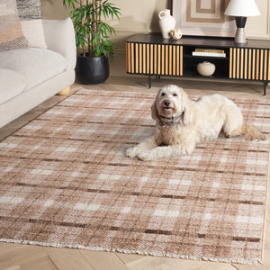 Safavieh Oxford Plaids Area Rug - Elegant Light Grey Design For Modern Living Spaces, Durable & Soft Touch Beige ,Brown Polyester Oxp304t-28