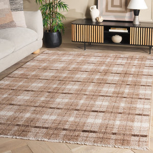 Safavieh Oxford Plaids Tonal Grey Power Loomed Polyester Area Rug for Farmhouse Living Rooms Beige / Brown OXP304T-6