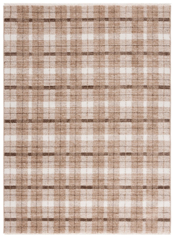 Safavieh Oxford Plaids Tonal Grey Power Loomed Polyester Area Rug for Farmhouse Living Rooms Beige / Brown OXP304T-6