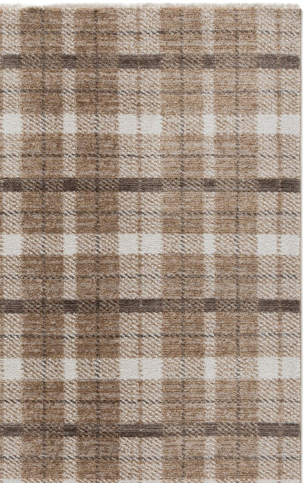 Safavieh Oxford Plaids Tonal Grey Power Loomed Polyester Area Rug for Farmhouse Living Rooms Beige / Brown OXP304T-6
