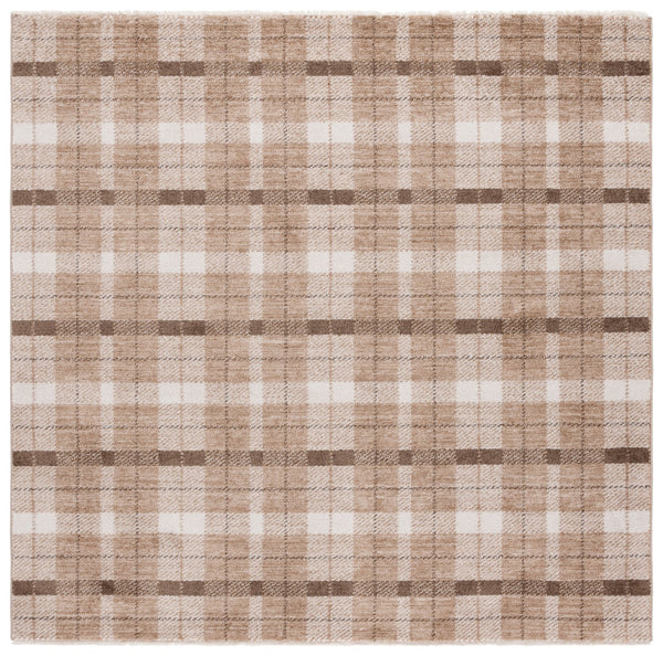 Safavieh Oxford Plaids Area Rug - Elegant Light Grey Design For Modern Living Spaces, Durable & Soft Touch Beige ,Brown Polyester Oxp304t-28