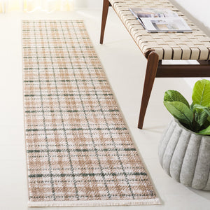 Safavieh Oxford Plaids Area Rug - Elegant Light Grey Design For Modern Living Spaces, Durable & Soft Touch Beige ,Green Polyester Oxp304y-4