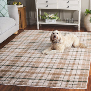 Safavieh Oxford Plaids Area Rug - Elegant Light Grey Design For Modern Living Spaces, Durable & Soft Touch Beige ,Green Polyester Oxp304y-4