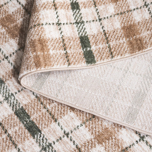 Safavieh Oxford Plaids Tonal Grey Power Loomed Polyester Area Rug for Farmhouse Living Rooms Beige / Green OXP304Y-6