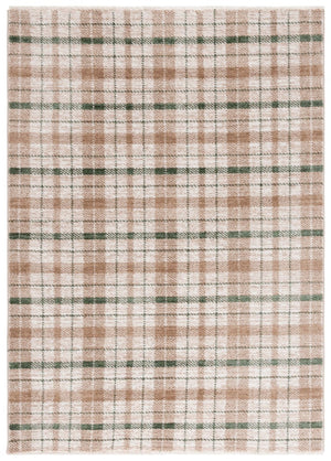 Safavieh Oxford Plaids Tonal Grey Power Loomed Polyester Area Rug for Farmhouse Living Rooms Beige / Green OXP304Y-6
