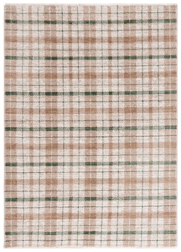 Safavieh Oxford Plaids Tonal Grey Power Loomed Polyester Area Rug for Farmhouse Living Rooms Beige / Green OXP304Y-6