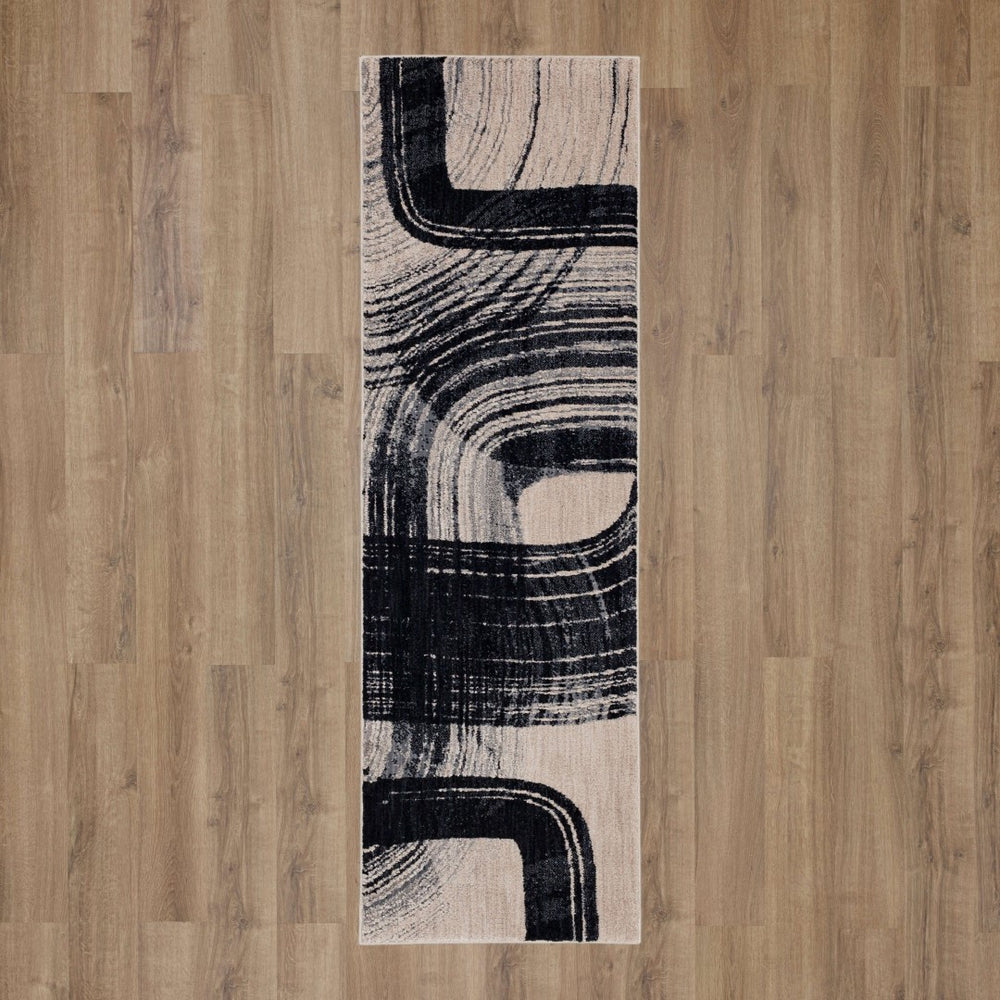 Karastan Rugs Rendition by Stacy Garcia Home Orion Machine Woven Polyester Area Rug Obsidian 2' 4" x 7' 10"