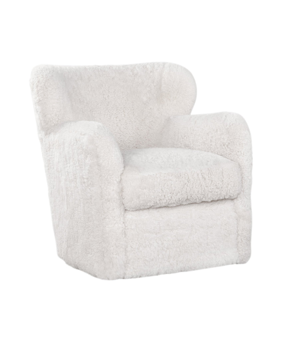 Olivia + Quinn Orleans Swivel Chair In Luxurious Shearling - Chic Small-scale Leather Seating For Timeless Style Shearling Leather,Foam,Wood 8007w_Shearling
