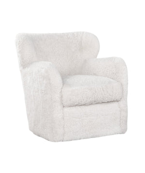 Olivia + Quinn Orleans Swivel Chair In Luxurious Shearling - Chic Small-scale Leather Seating For Timeless Style Shearling Leather,Foam,Wood 8007w_Shearling