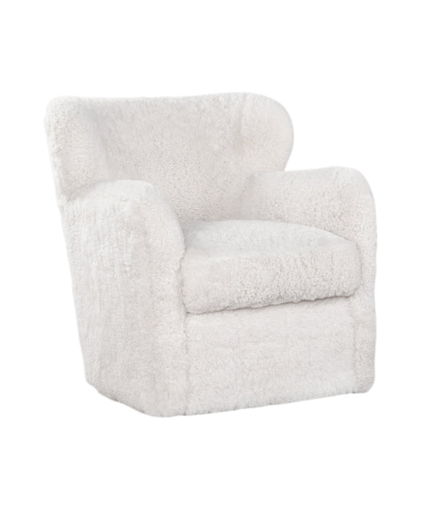 Olivia + Quinn Orleans Swivel Chair In Luxurious Shearling - Chic Small-scale Leather Seating For Timeless Style Shearling Leather,Foam,Wood 8007w_Shearling