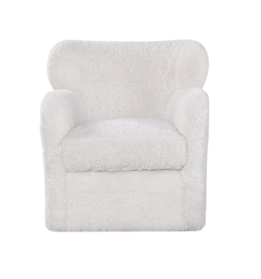 Olivia + Quinn Orleans Swivel Chair In Luxurious Shearling - Chic Small-scale Leather Seating For Timeless Style Shearling Leather,Foam,Wood 8007w_Shearling