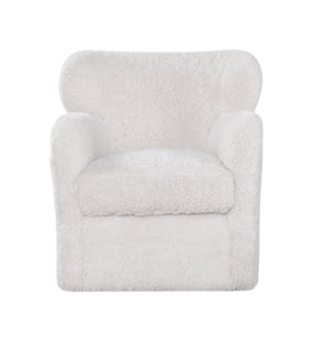 Olivia + Quinn Orleans Swivel Chair In Luxurious Shearling - Chic Small-scale Leather Seating For Timeless Style Shearling Leather,Foam,Wood 8007w_Shearling