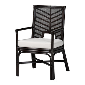 Baxton Studio Bali & Pari Oscar Handwoven Rattan Dining Chair with Cushion for Coastal Boho Decor Oscar-Rattan/Coffee Bean-Cushion-DC