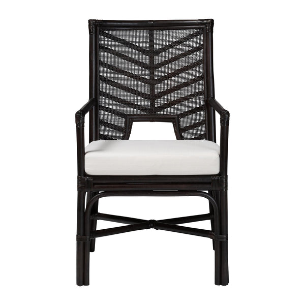 Bali & Pari Oscar Handwoven Rattan Dining Chair with Cushion for Coastal Boho Decor