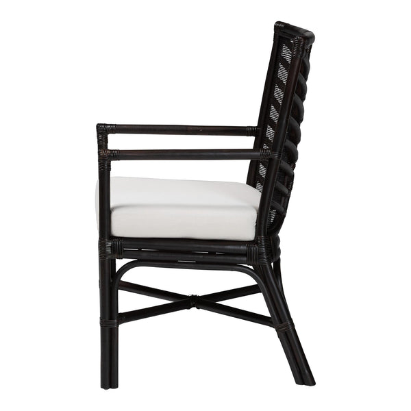 Bali & Pari Oscar Handwoven Rattan Dining Chair with Cushion for Coastal Boho Decor