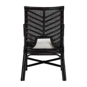 Bali & Pari Oscar Handwoven Rattan Dining Chair with Cushion for Coastal Boho Decor