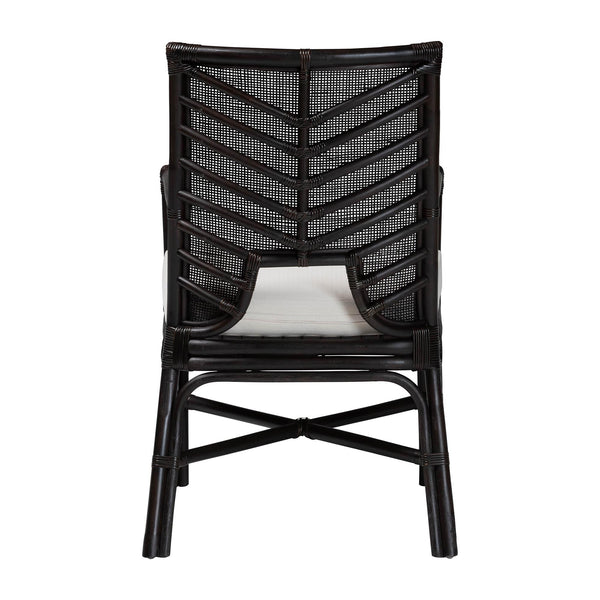 Bali & Pari Oscar Handwoven Rattan Dining Chair with Cushion for Coastal Boho Decor