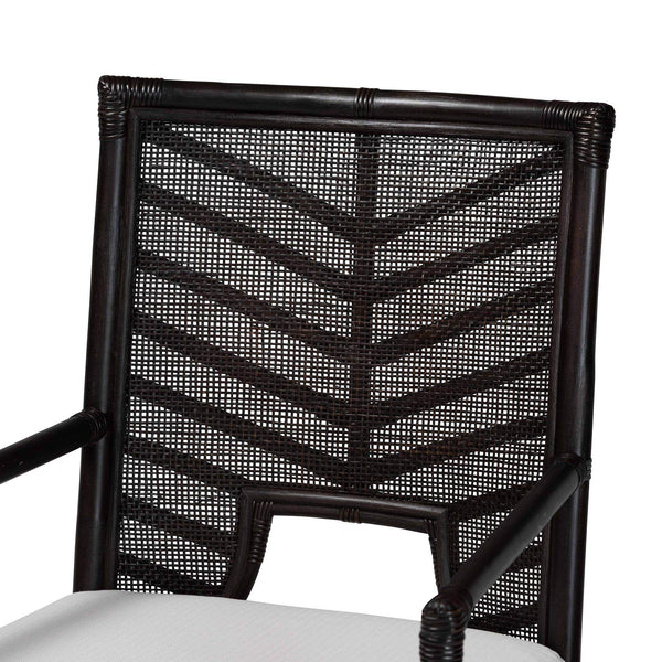 Bali & Pari Oscar Handwoven Rattan Dining Chair with Cushion for Coastal Boho Decor